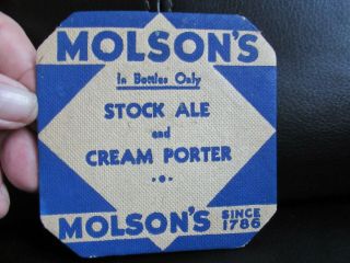 Beer Coaster Canada Molson Export Ale Cream Porter Montreal Quebec Vintage Rare