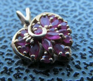 Vintage 9ct Yellow Gold Heart Shaped Ruby Pendant