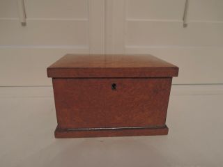 English Burr Wood Veneer Fold Out Jewelry/sewing Box Wooden