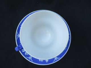 ANTIQUE Vintage WEDGWOOD Dark Blue Jasperware Tea Cup & Saucer 3