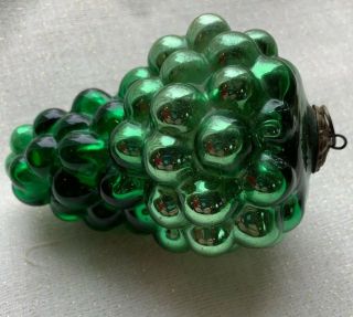 Vintage Kugel Green Grapes Cluster Shape Ornament Glass Germany Antique 4.  5”