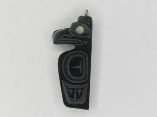 Northwest Coast Native Art (haida) Argillite Raven Pendant