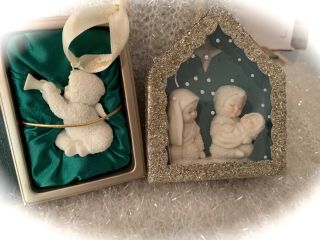Snow Babies Nativity & Trumpet Angel Christmas Ornaments W/ Box