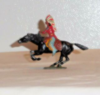 Rare Antique/vintage Cast Iron Metal Indian On Horse With Head Dress Pod Foot