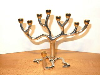 Vintage Sandra Kravitz Rosenthal Tree Of Life Judaica Hanukkah Menorah 4.  5 "