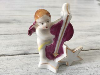 Vintage Mini Porcelain Angel Playing The Bass Or Cello Made In Japan