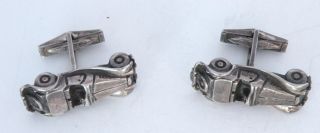 Vintage Sterling Silver Thick & Large Cufflinks,  Figurative Car,  Automobile