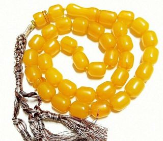 Turkish Unique Amber Rosary Yellow Bakelite Islamic Prayer 33 Beads بكلايت