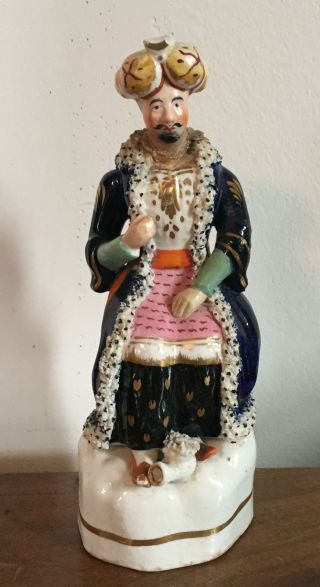 Antique 19th Century Staffordshire Pearlware Figure Of A Turk