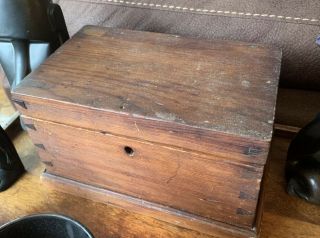 Antique Wooden Chest Box Dovetail 9x5x6” Primitive Early American 19th Century