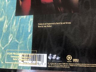 RARE Nirvana Nevermind Vinyl Promo 12” 1991 Record 3