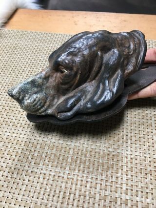Antique Cast Iron Wall Mount Paper Clip Hound Dog Solid Heavy Rare