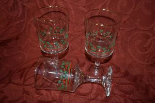 4 Vintage 1986 Arbys Christmas Holiday Holly Berry Glasses Wine Goblet Libbey Vg