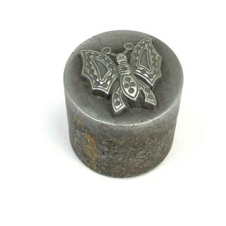 Vintage Symbolic Butterfly Broach / Pin Negative Steel Die Stamp Mold Hub