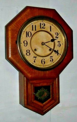 Antique 8 Day Ansonia Short Drop Wall Regulator Chime Clock York