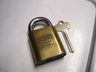 Ford Motor Co.  Automobile Brass Padlock Tool Kit Old Lima Lock Vintage