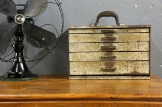 Vintage 5 Drawer Machinist Tool Box Storage Case Jewelry Box Watches Trinkets