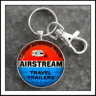 Vintage Airstream Travel Trailer Dealer Sign Photo Keychain Key Chain Gift 