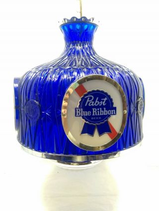 Vintage 1970s Pabst Blue Ribbon Beer Swag Lamp / Hanging Light; Pool Poker Table