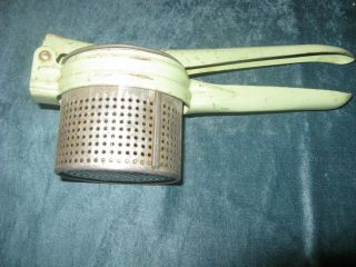Antique - Vintage Potato Ricer - All Metal - Country Kitchen Use,  Display,  Green