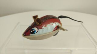 Vintage Wind Up Toy Mouse Tin And Plastic