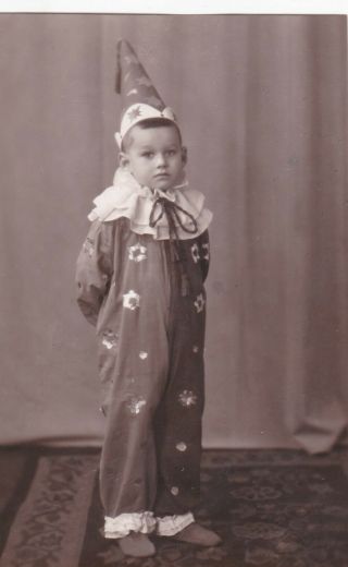 1950s Cute Little Boy In Carnival Costume Year Xmas Old Soviet Russian Photo