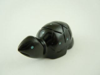 bigger high dome Zuni blue spotted black Turtle fetish carving Emery Boone 81 2