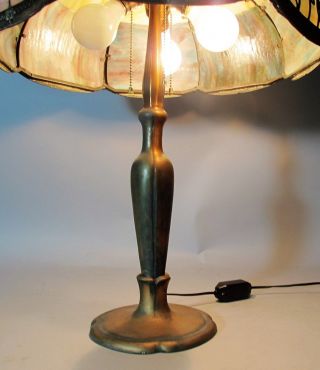 Fine & Large ART NOUVEAU Slag Glass Table Lamp w/ 20 
