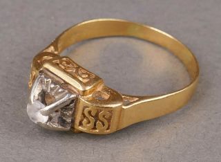 Fine Antique Art Nouveau 18k 750 Rose Gold European Engagement Ring Setting 7.  5