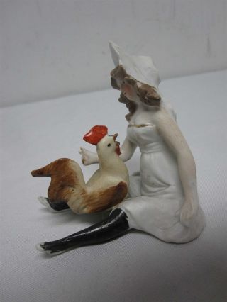 ANTIQUE GERMAN BISQUE SCHAFER & VATER NAUGHTY LADY w ROOSTER COCK ON HER LAP 2