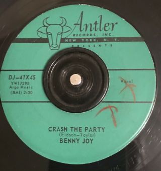 Rare Rockabilly 45 Rpm Benny Joy On Antler Dj 41x45 Vg,  Crash The Party