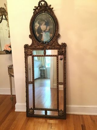 Antique Vtg Victorian French Trumeau Gesso Carved Mirror Large