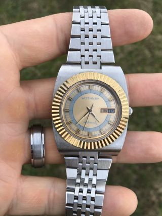 Vintage Wittnauer W100 Dress Diver Automatic Wristwatch Fluted Bezel