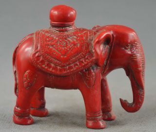 China Ancient Collectable Handwork Coral Carve Elephant Souvenir Snuff Bottle