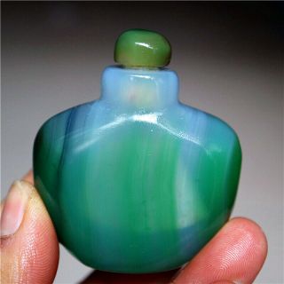 Exquisite Hand - carved Madagascar Crazy Lace SILK Banded Agate Snuff Bottle 2