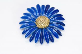 Vintage 1960’s Blue Enamel Flower Brooch