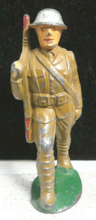 Vintage Manoil Lead Toy Soldier With Gun & Pack Marching M - 099