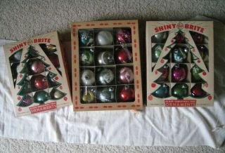 36 Vtg Authentic Christmas Tree Glass Ornaments Shiny Brite Coby Handpainted