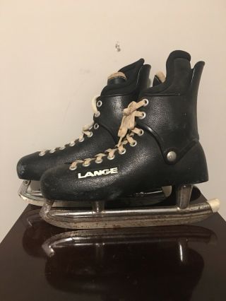 Vintage Lange Ice Hockey Skates Men ' s Size 9 1/2 - Black 2