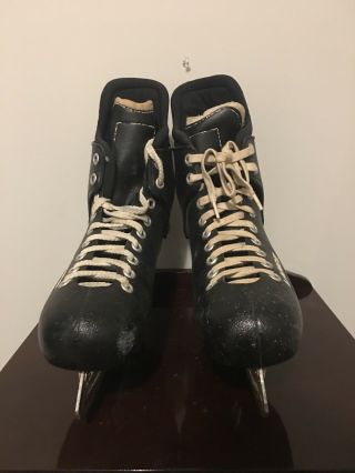 Vintage Lange Ice Hockey Skates Men ' s Size 9 1/2 - Black 3