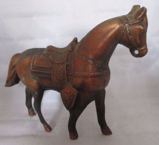 Horse Figurine 5 1/4 " Tall Pot Metal,  Bronze Color Carnival Prize