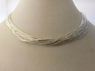 Vintage Old Pawn Navajo Liquid Sterling Silver 30 Strand Choker Necklace