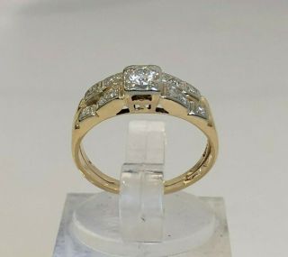 vintage 14k solid gold & diamond solitaire rings 2.  28g size H - 3 3/4 3