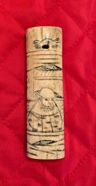 Antique Japanese Samurai Tanto Dagger Knife Handle Carved