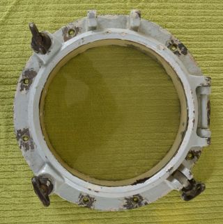 Antique Or Vintage Painted Bronze Or Brass Porthole 32lbs 15 1/2 Inches