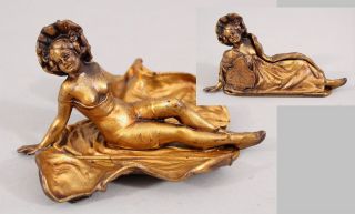 Antique Jb Jennings Brothers,  Gilt Bronzed Spelter Peak - A - Boo Naughty Lady