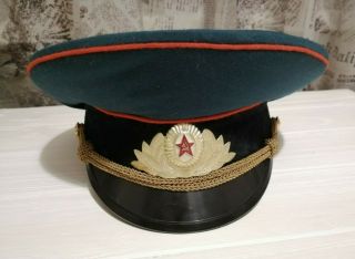 Vintage Soviet Russian Military Tank Artillery Officers Hat Cap Visor Army Ussr