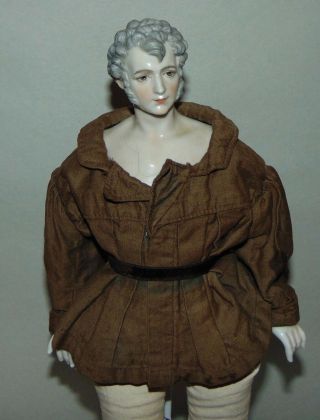 Rare Antique China Head Doll Dressel & Kister? Man Gray Hair Half Doll Related