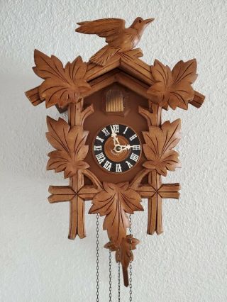 Hubert Herr Triberg Black Forrest Pendulum Cuckoo Clock Vintage -