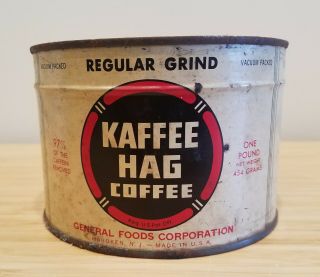 Vintage Kaffee Hag Coffee Tin Wwii Era Advertising
